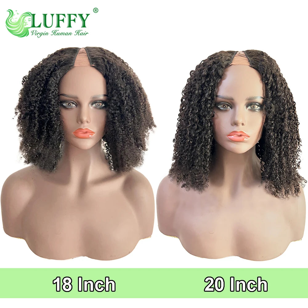 Afro Kinky Curly U & V Part Human Hair Wigs