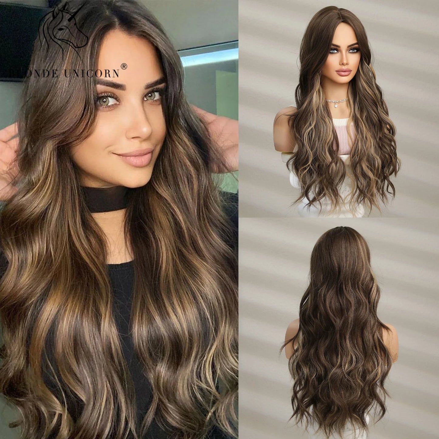 Wavy Synthetic Wig with Bangs - Various Colors Available