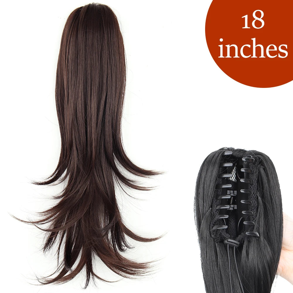 Synthetic Long Straight Claw Clip On 24Inch Ponytail