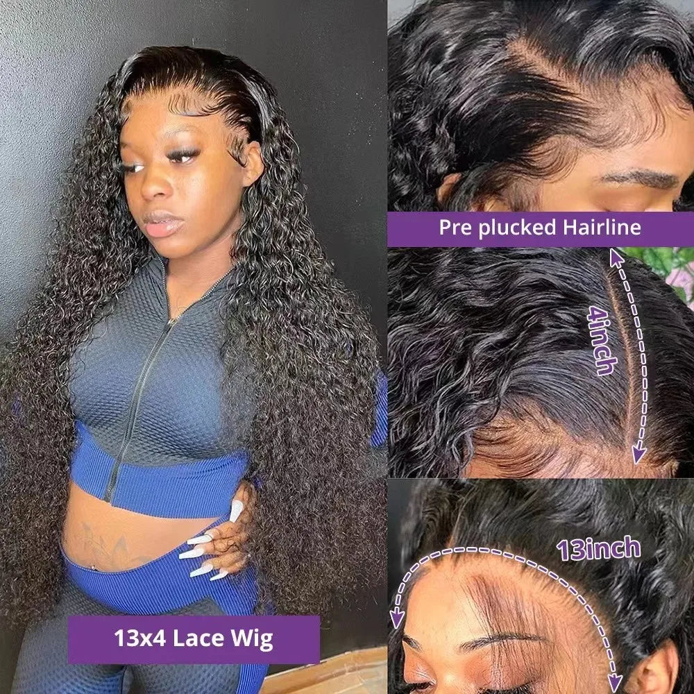 Deep Wave Curly - Glueless Preplucked HD Frontal Lace Human Hair Wig