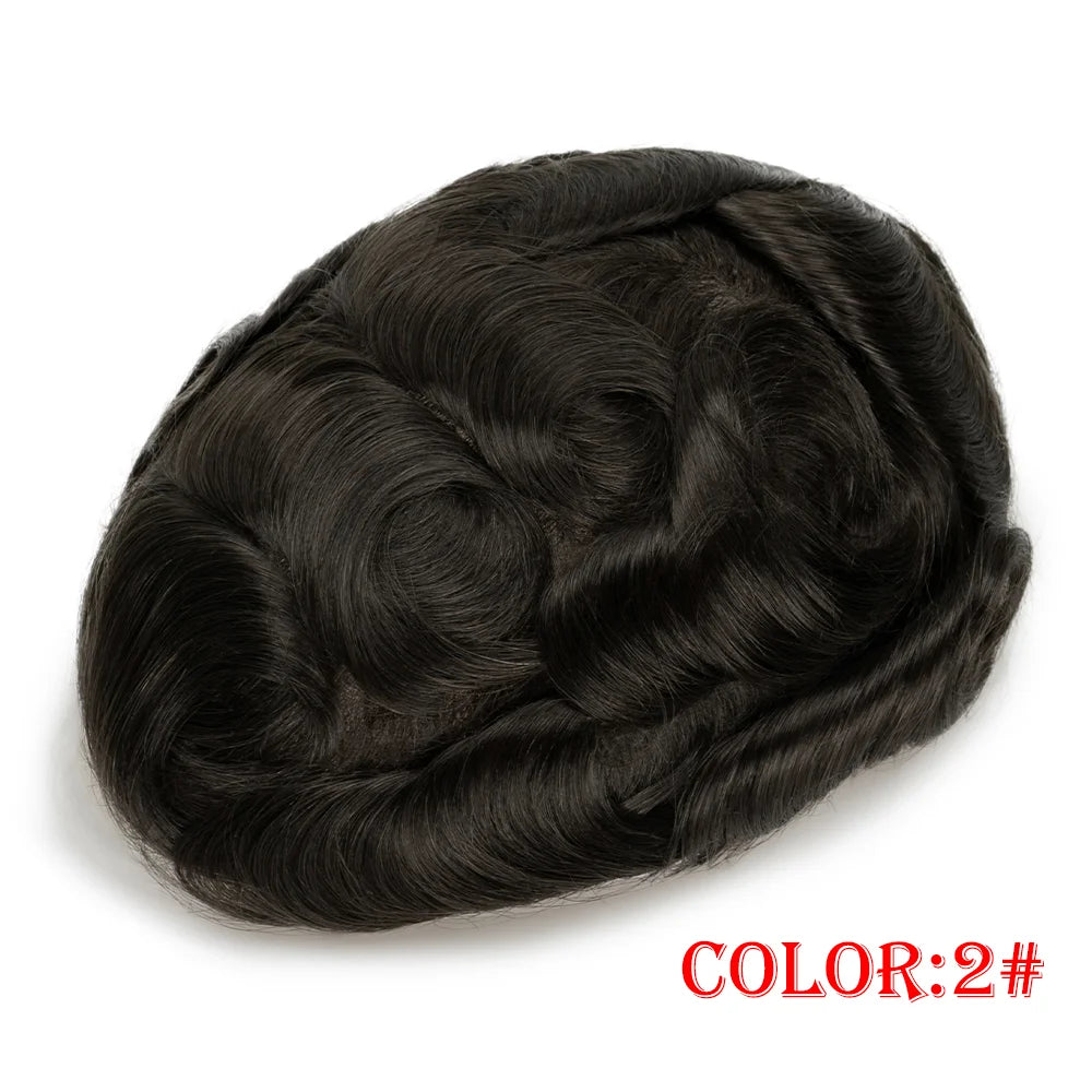 Human Hair Capillary Prothesis 130% Density 0.1-0.12 Thickness Skin Hair Wig