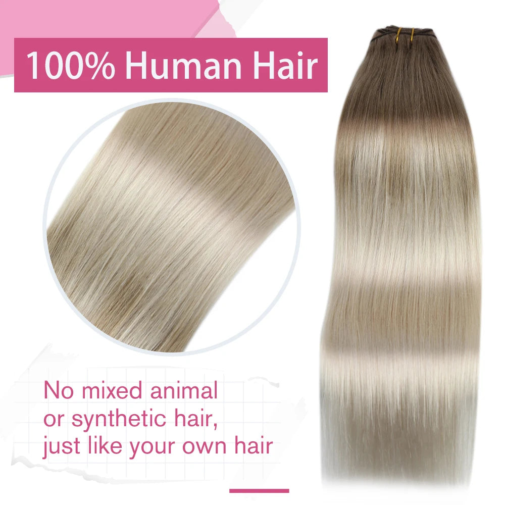 Straight Human Hair Bundles Weave Balayage Hair Pieces