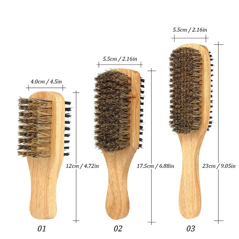 Men Natural Wooden Bristle Hair Brushes - S.M,L Sizes - Sold Separately