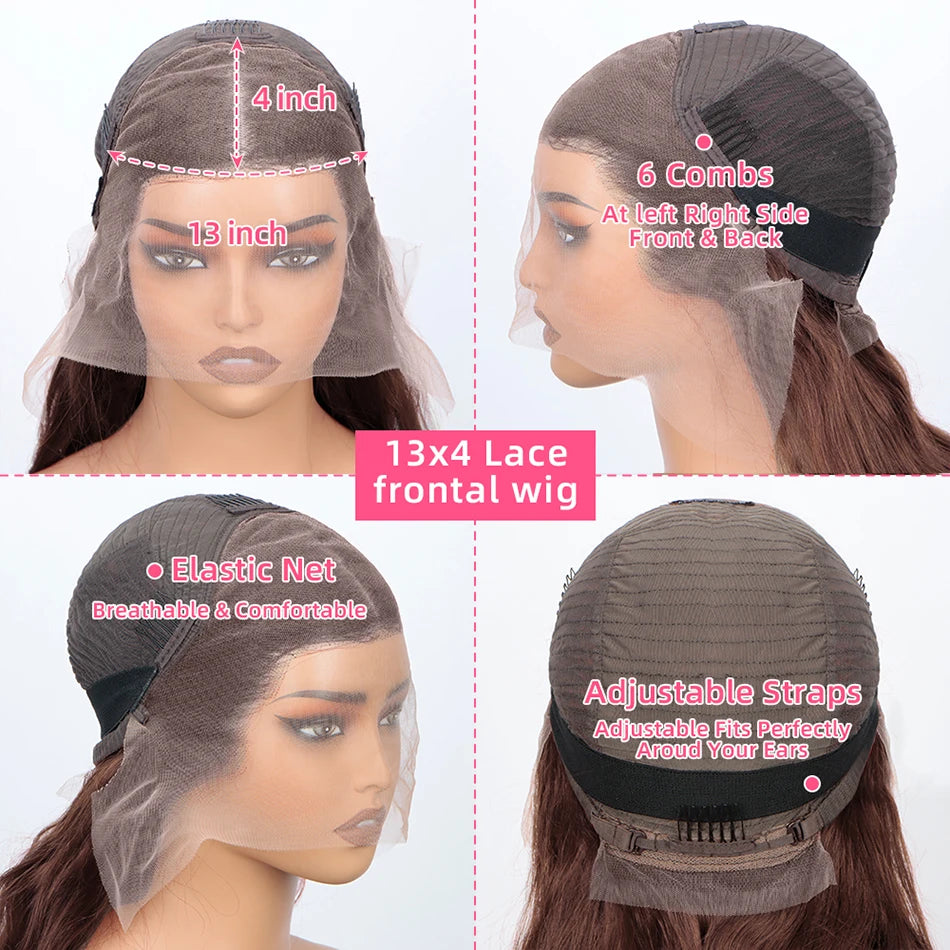 Brazilian Chocolate Brown Body Wave - Gluless HD Preplucked Lace Frontal Human Hair Wig