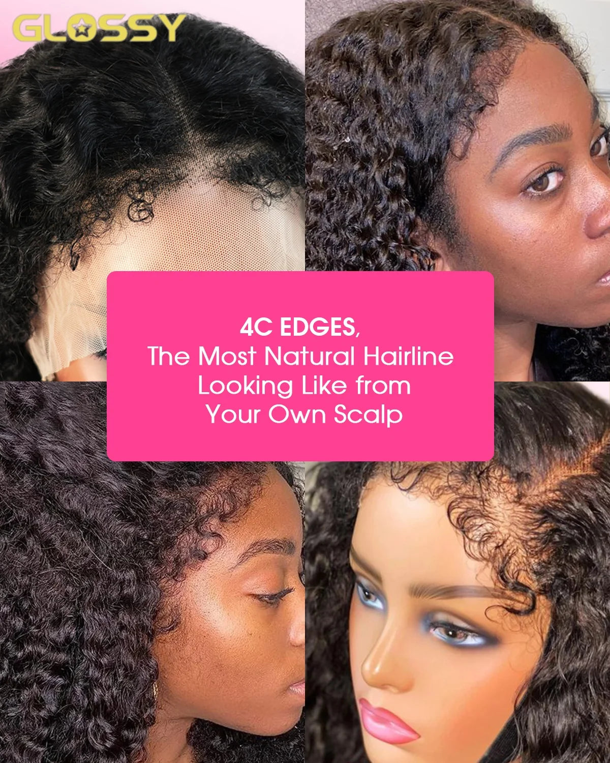 Kinky Deep Wave Curly HD Frontal 4C Edges Human Hair Wig