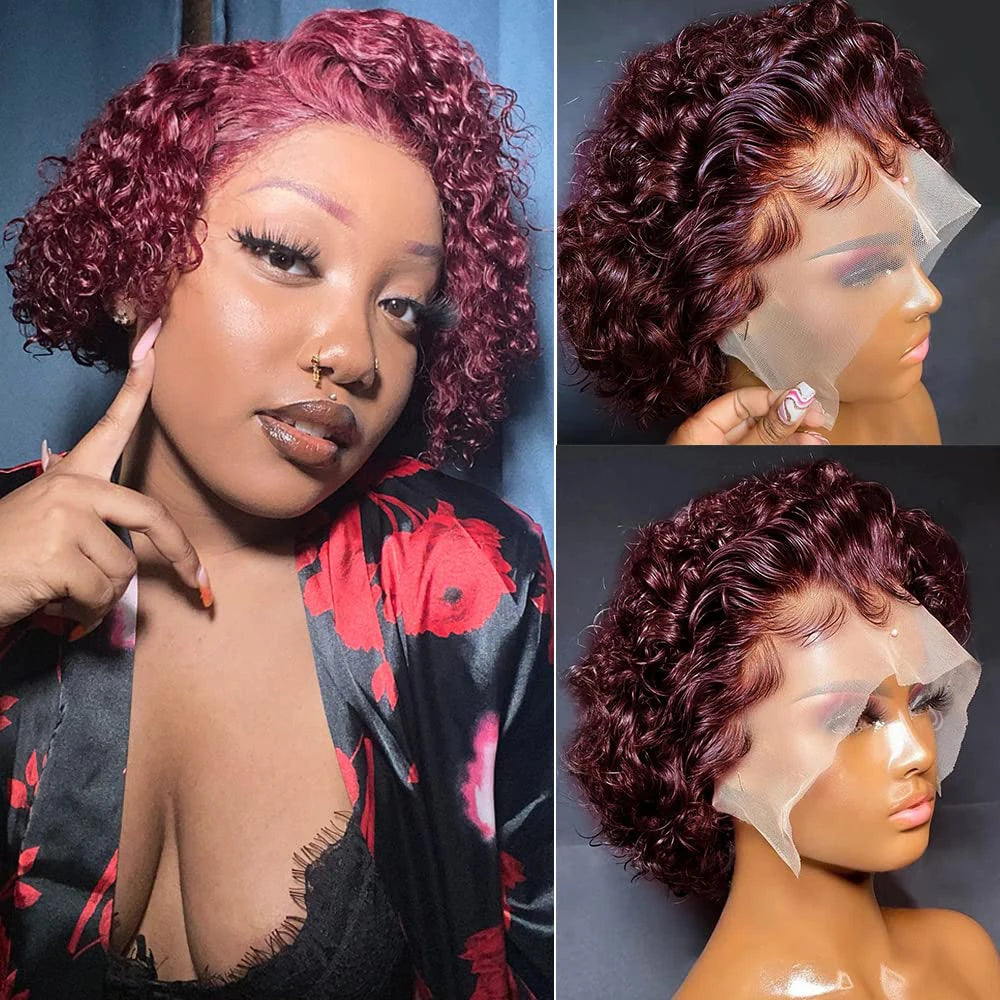 Pixie Cut Spring Curl - Lace Frontal Human Hair Wig - Various Colors Available