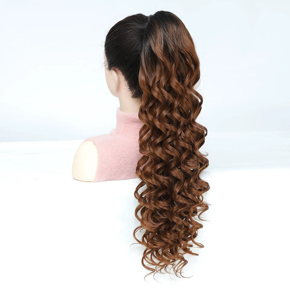 24inch Synthetic Drawstring Curly Ponytail With secure Clip