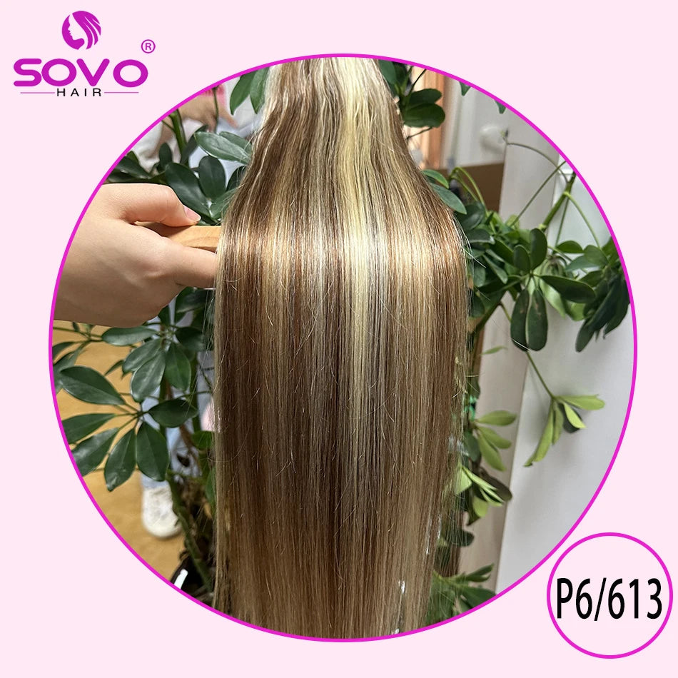 3 Pieces Bone Straight Human Hair Clip Ins