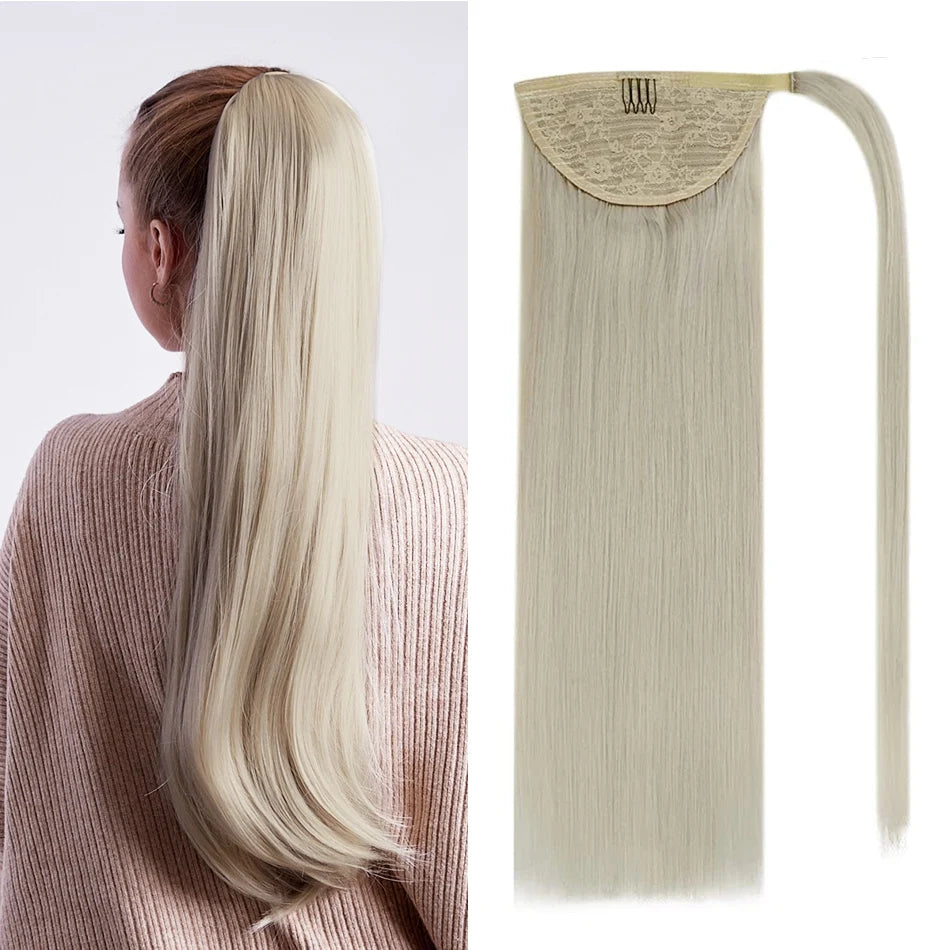 Straight Human Hair Wrap Around Ponytails