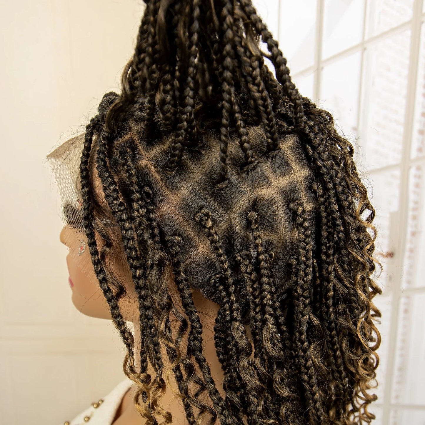 14 Inches Short Box Braided Full Lace Synthetic Boho Wigs  - Various Colors Available
