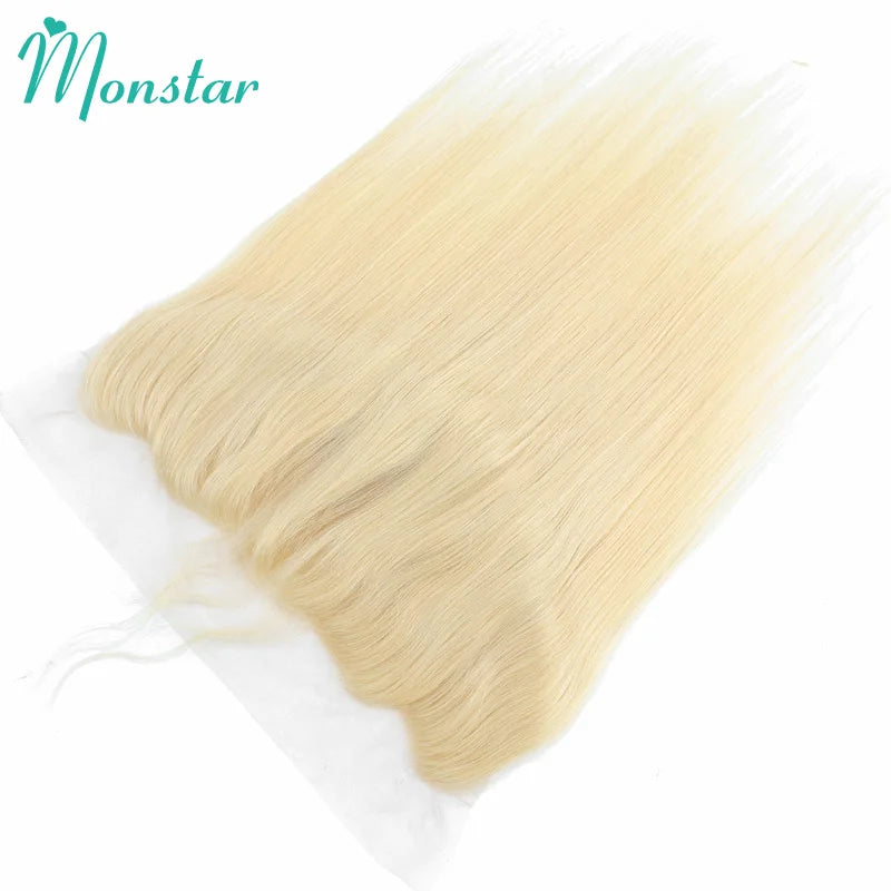 613 Blonde Color Human Hair Straight HD Lace Frontal Pre Plucked with Baby Hair