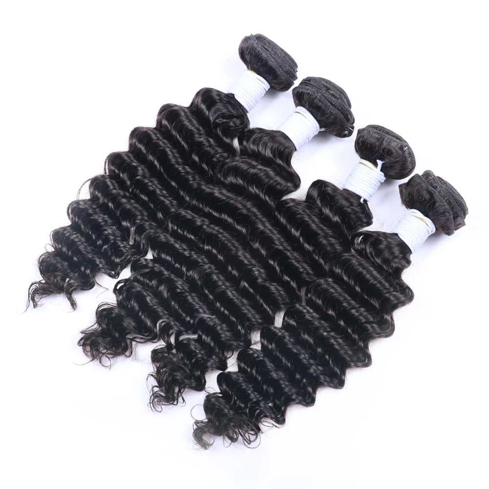 10-40 Inch Brazilian Deep Wave 100% Remy Human Hair Bundles - Natural Color