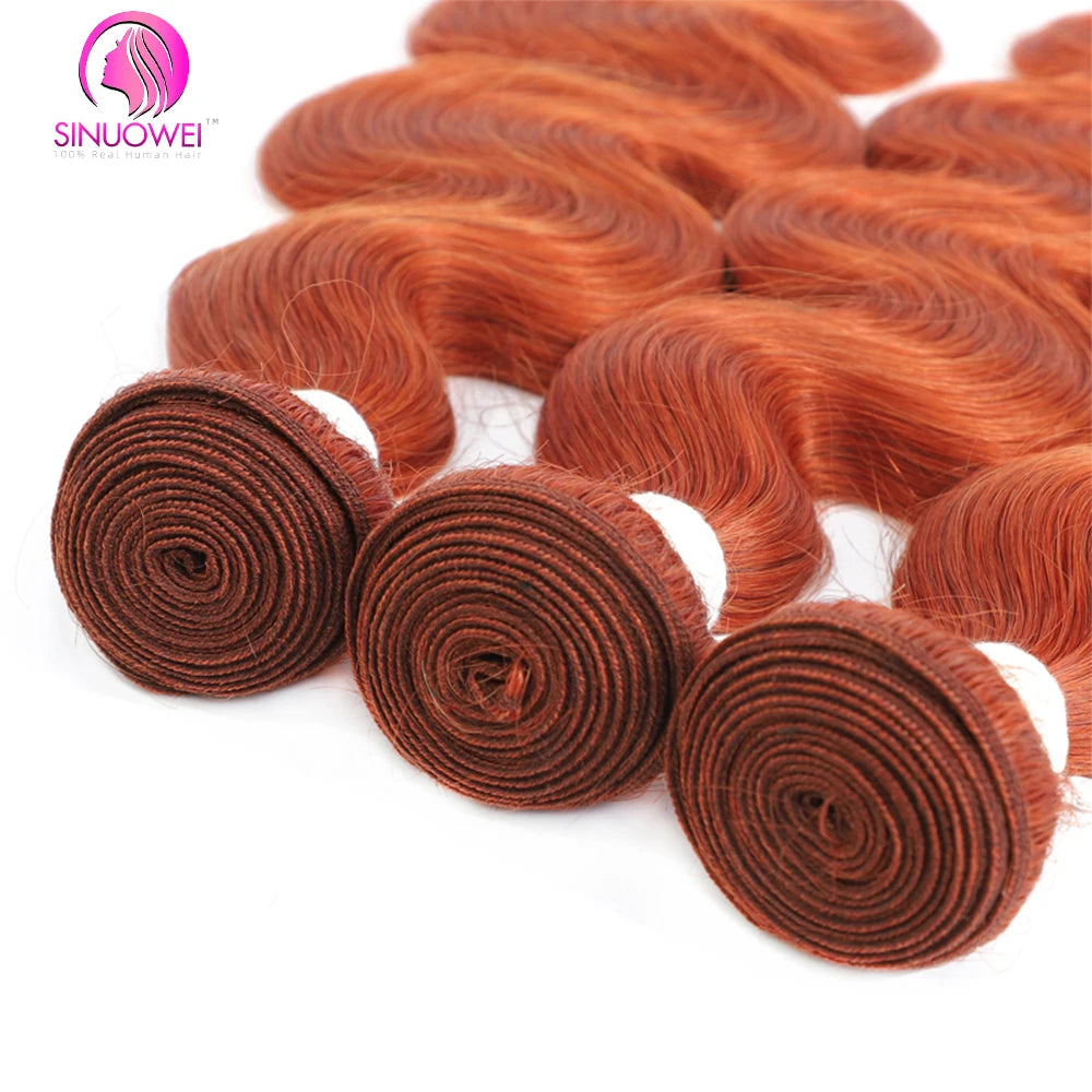 Body Wave Ginger Bundles With Blonde Body Wave Closure  - Human Hair Various Lengths