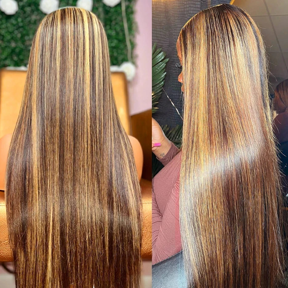 Ombre Highlight Bone Straight - HD Lace Front Human Hair Wig