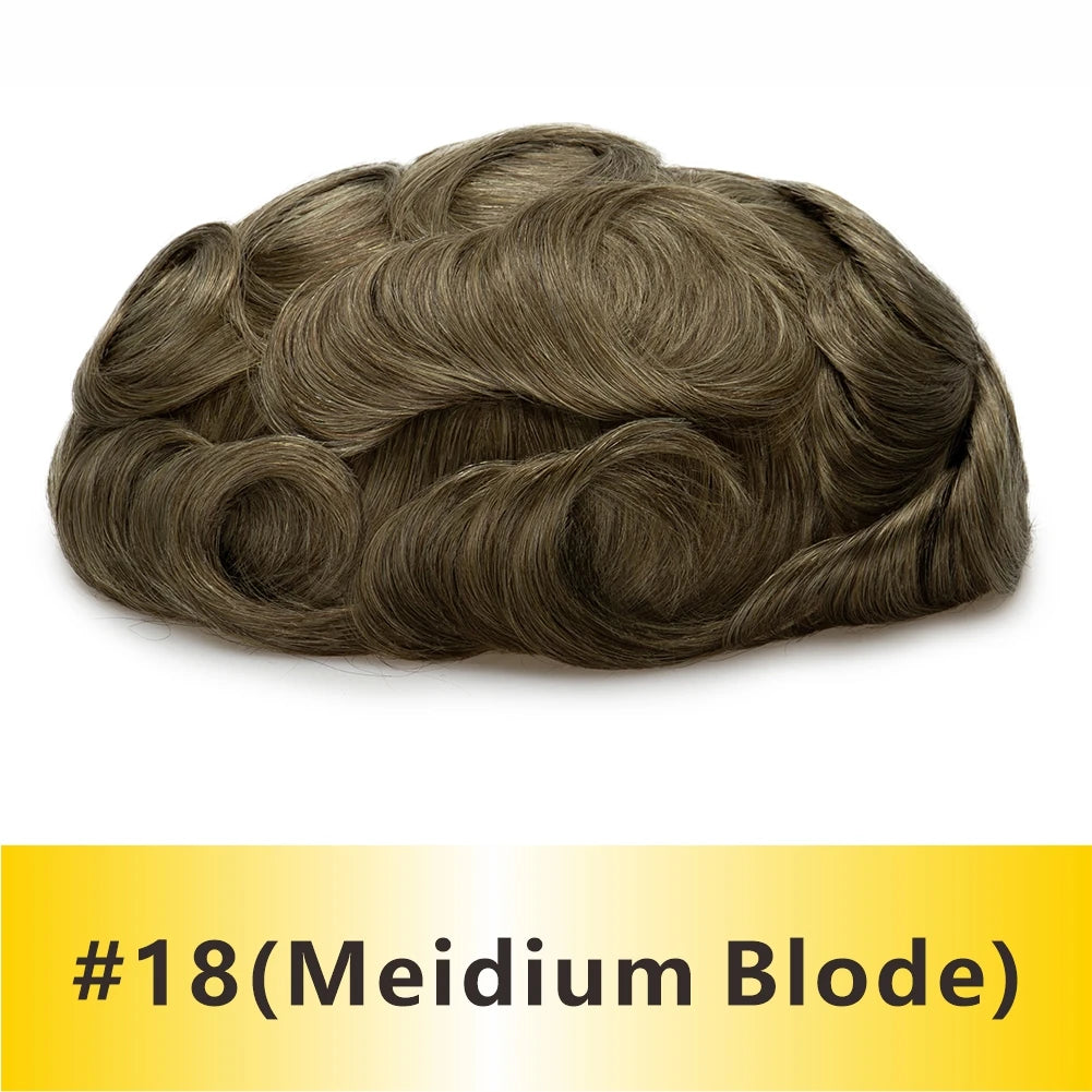 Natural Hairline Toupee Human Hair Double Knots Hair System - Various Options Available
