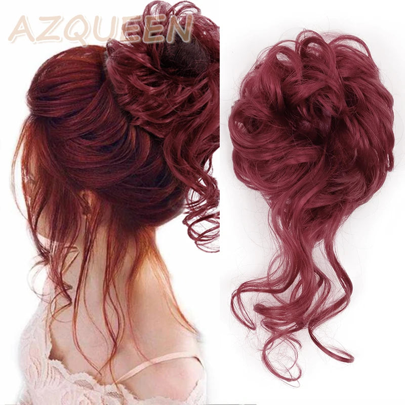 Synthetic Culrly Messy Ponytail Updo Bun with Elastic Band/Scrunchy