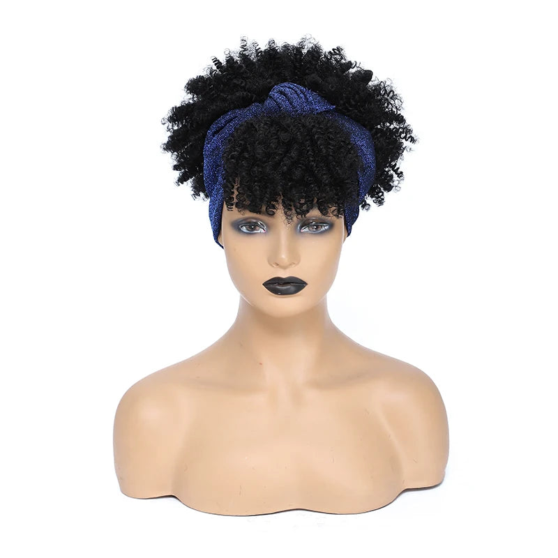 Synthetic Short Kinky Curly Headband Wigs - Various Colors Available