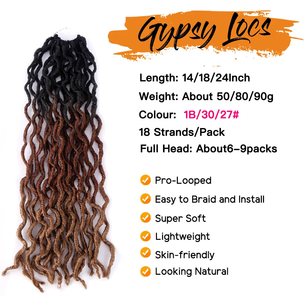 Goddess Faux Soft Curly Locs Crochet Synthetic Hair - Various Colors Available