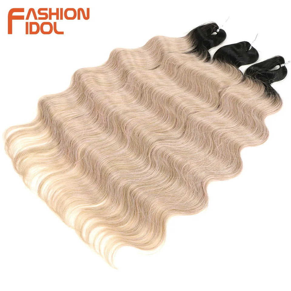 Ombre Body Wave Crochet Hair 24 Inch Long Synthetic Hair - Various Colors Available