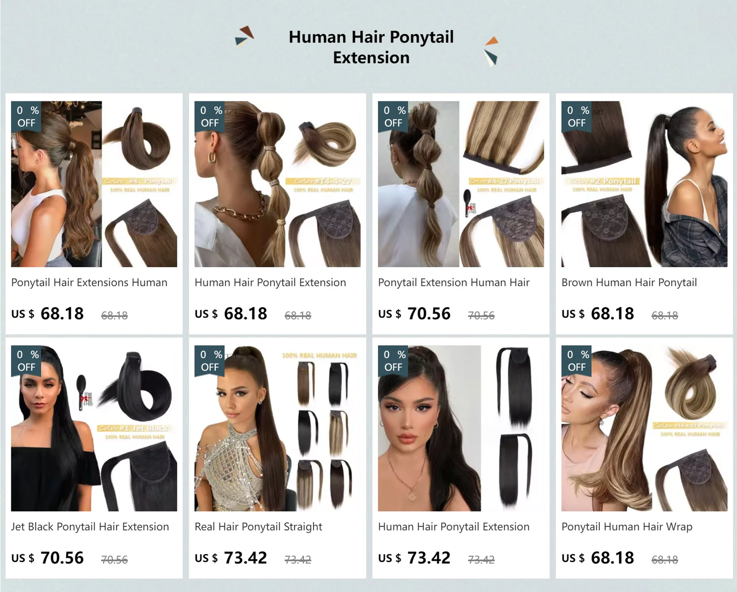 Straight Human Hair Wrap Around Ponytails - Various Options Available