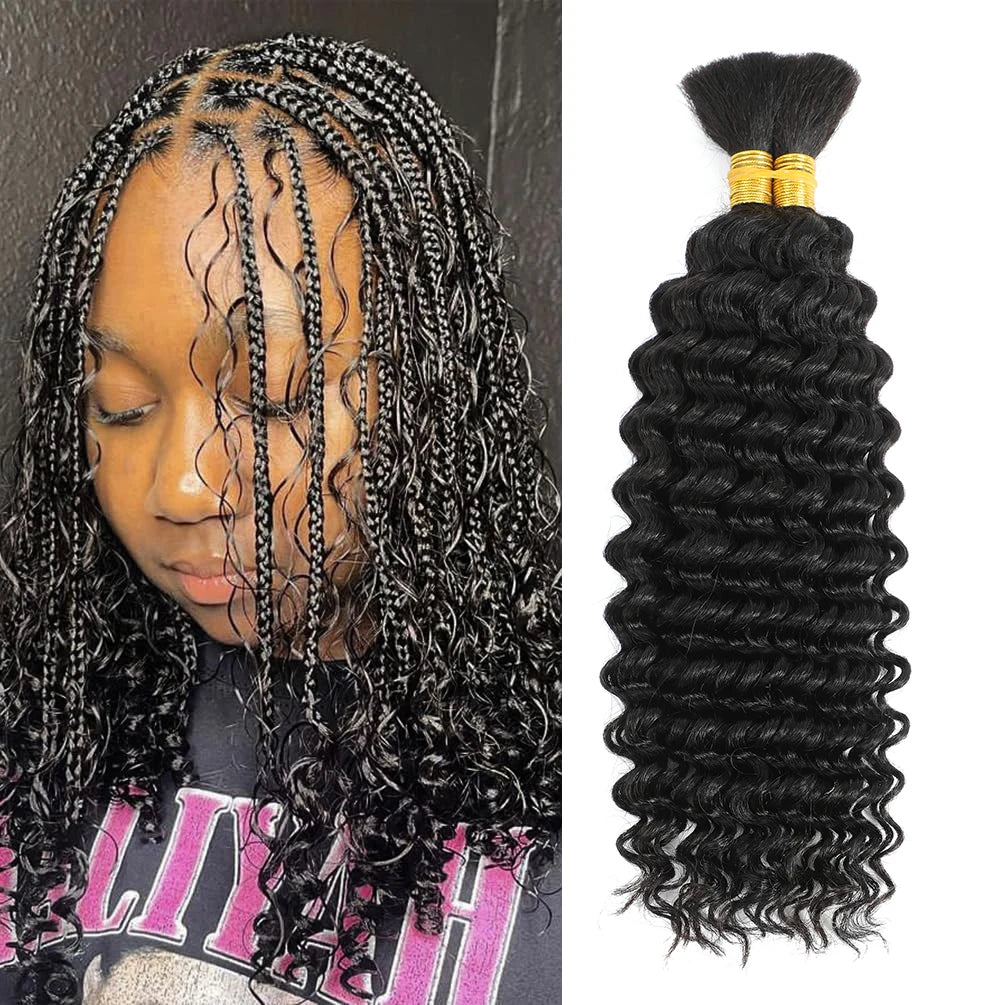 Brazilian Deep Wave Human Hair Braiding -  (Boho Braids)