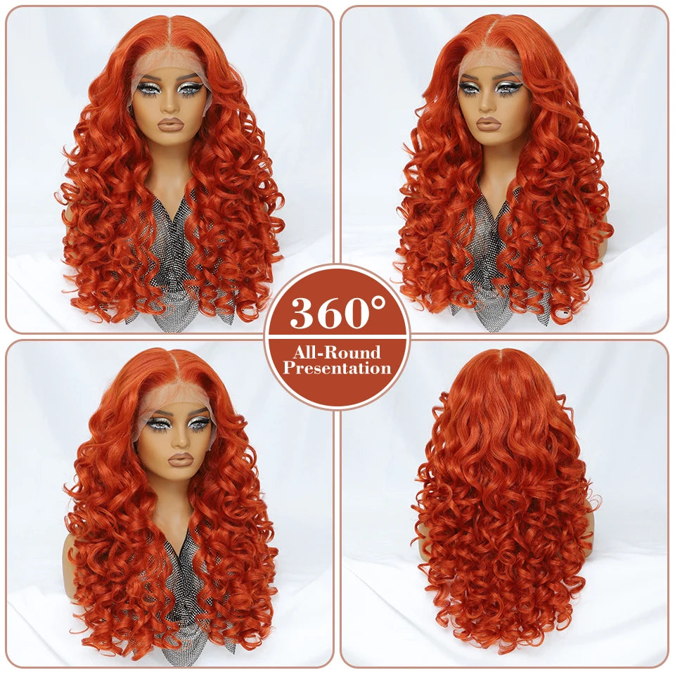 Curly Pre-Plucked Baby Hair Synthetic Lace Front Wigs - Various Colors Available