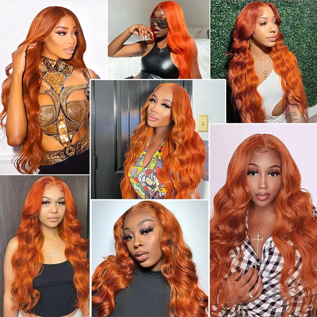 Ginger Orange Brazilian Body Wave - Glueless Lace Front Human Hair Wig