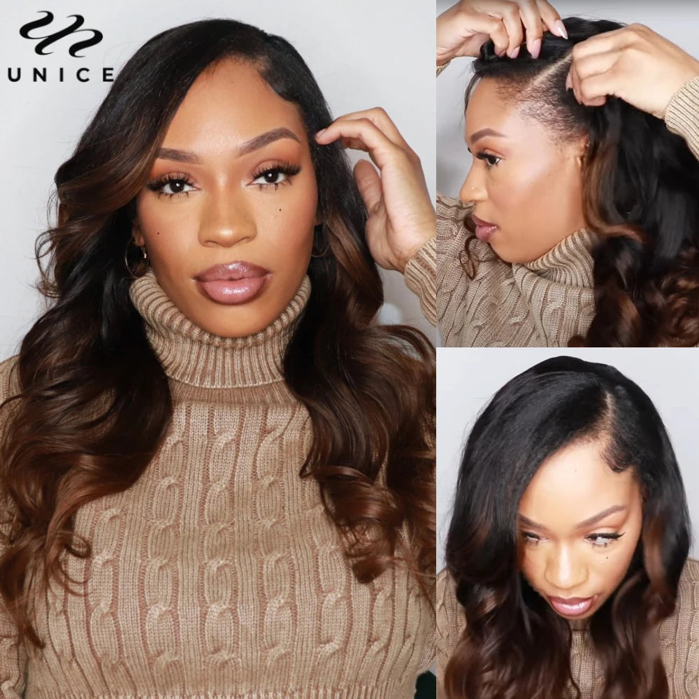 Body Wave Drawstring V Part Human Hair Wig