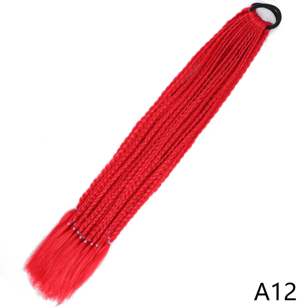 Synthetic Gradient Color Braided Ponytails With Elastic Band