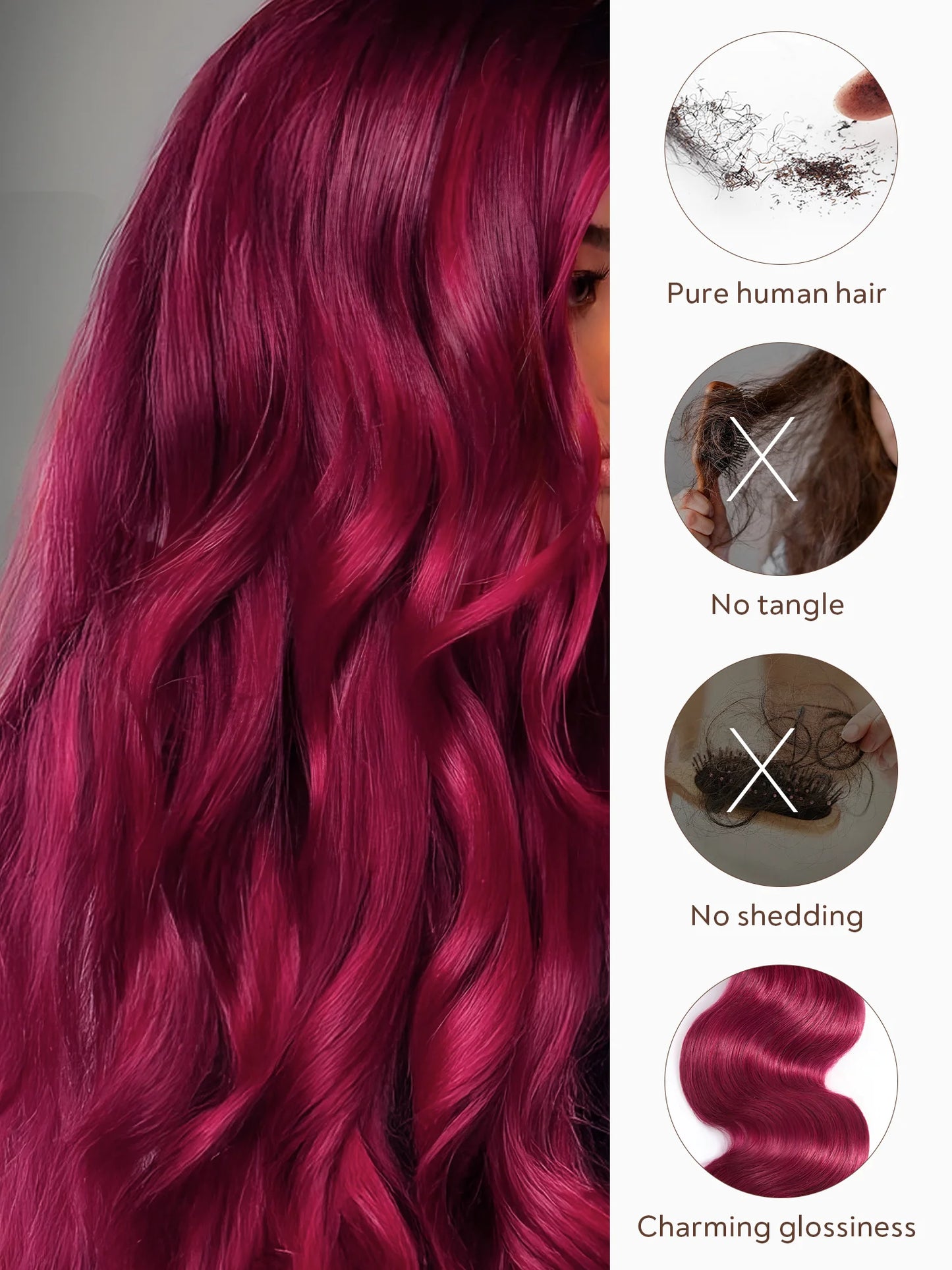 Brazilian Body Wave Human Hair Bundles - Burgundy