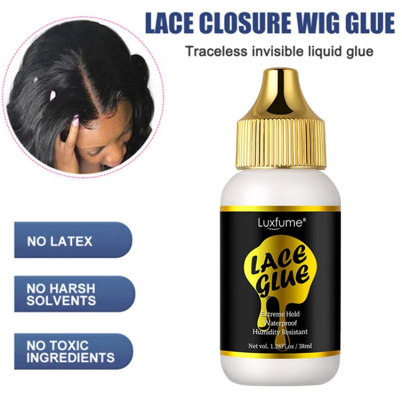 Waterproof Wig Lace Glue,Strong Hold Wig Glue Traceless,Sweat & Rain Resistant Quick Dry & Easy Removal for All Wigs &Lace Front