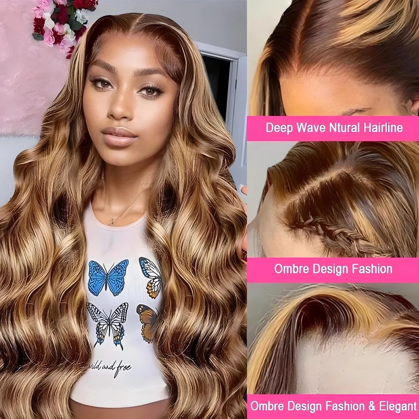 Ombre and Highlight Body Wave - HD Lace Frontal Human Hair Wig