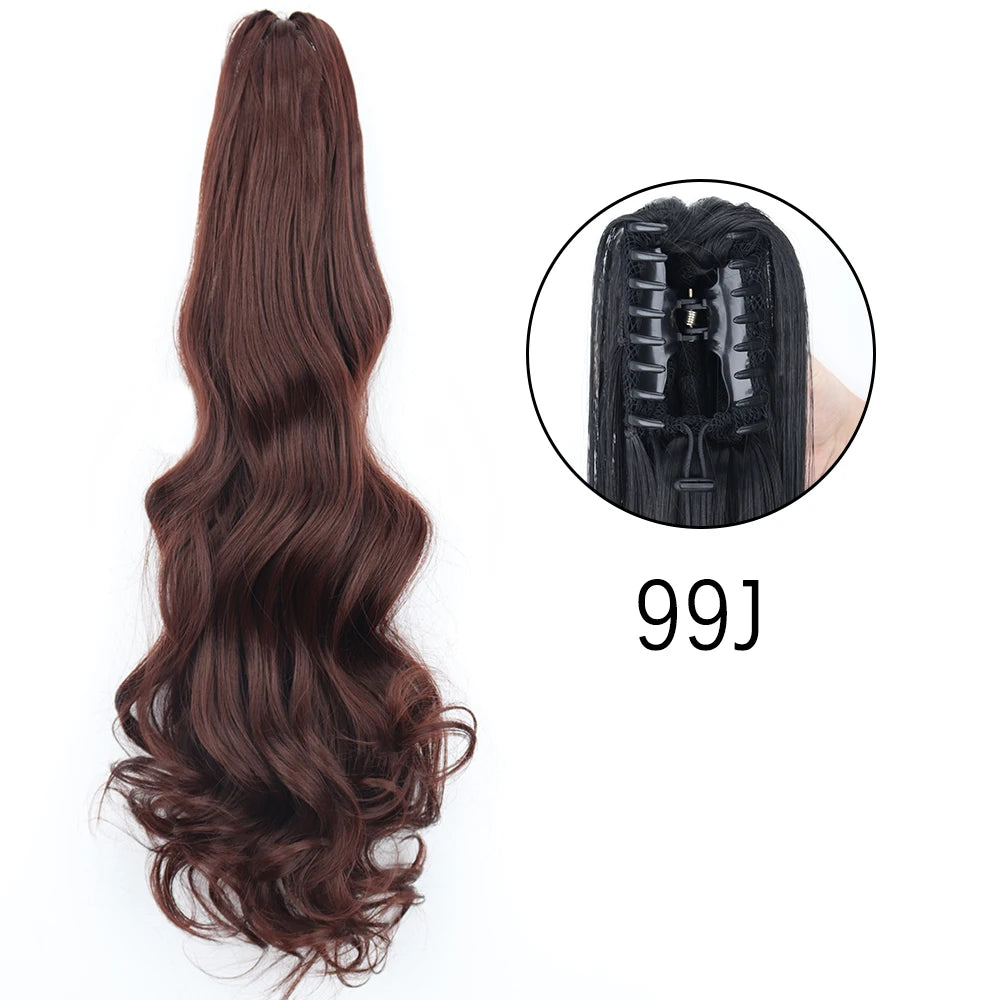 Synthetic Long Straight Claw Clip On 24Inch Ponytail