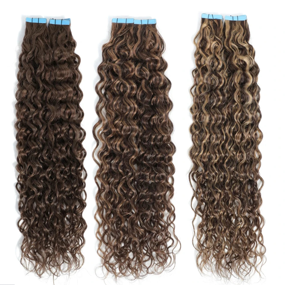 Water Wave Human Hair - Tape in Extensions, Various Colors Available
