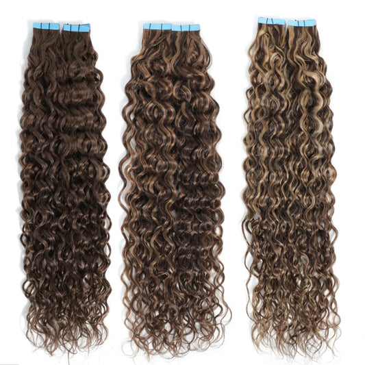 Water Wave Human Hair - Tape in Extensions, Various Colors Available