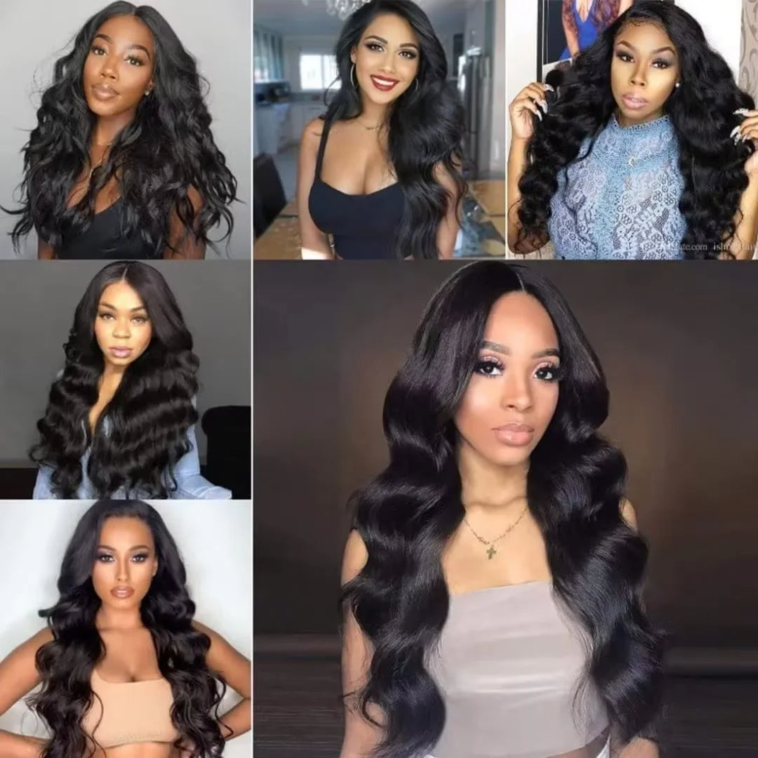 V Part Body Wave Brazilian Human Hair Wigs