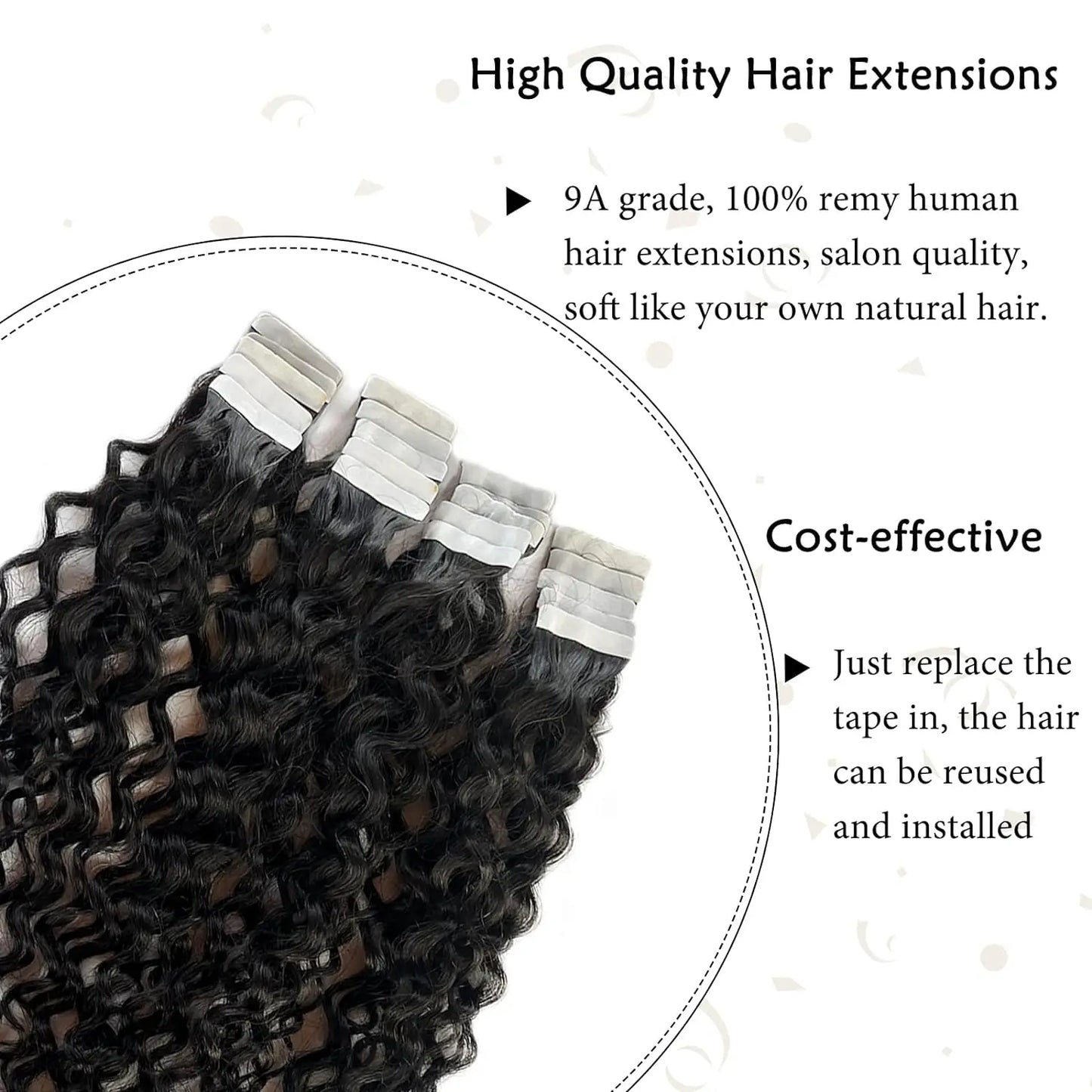 Brazilian Water Wave Skin Weft Human Hair Tape Ins
