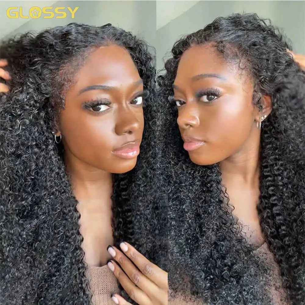 Kinky Deep Wave Curly HD Frontal 4C Edges Human Hair Wig