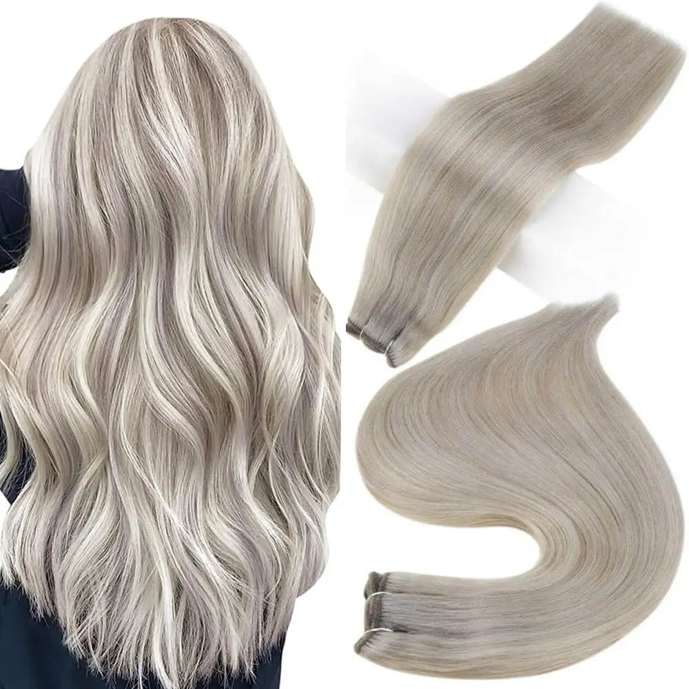Straight Human Hair Bundles Weave Balayage Hair Pieces