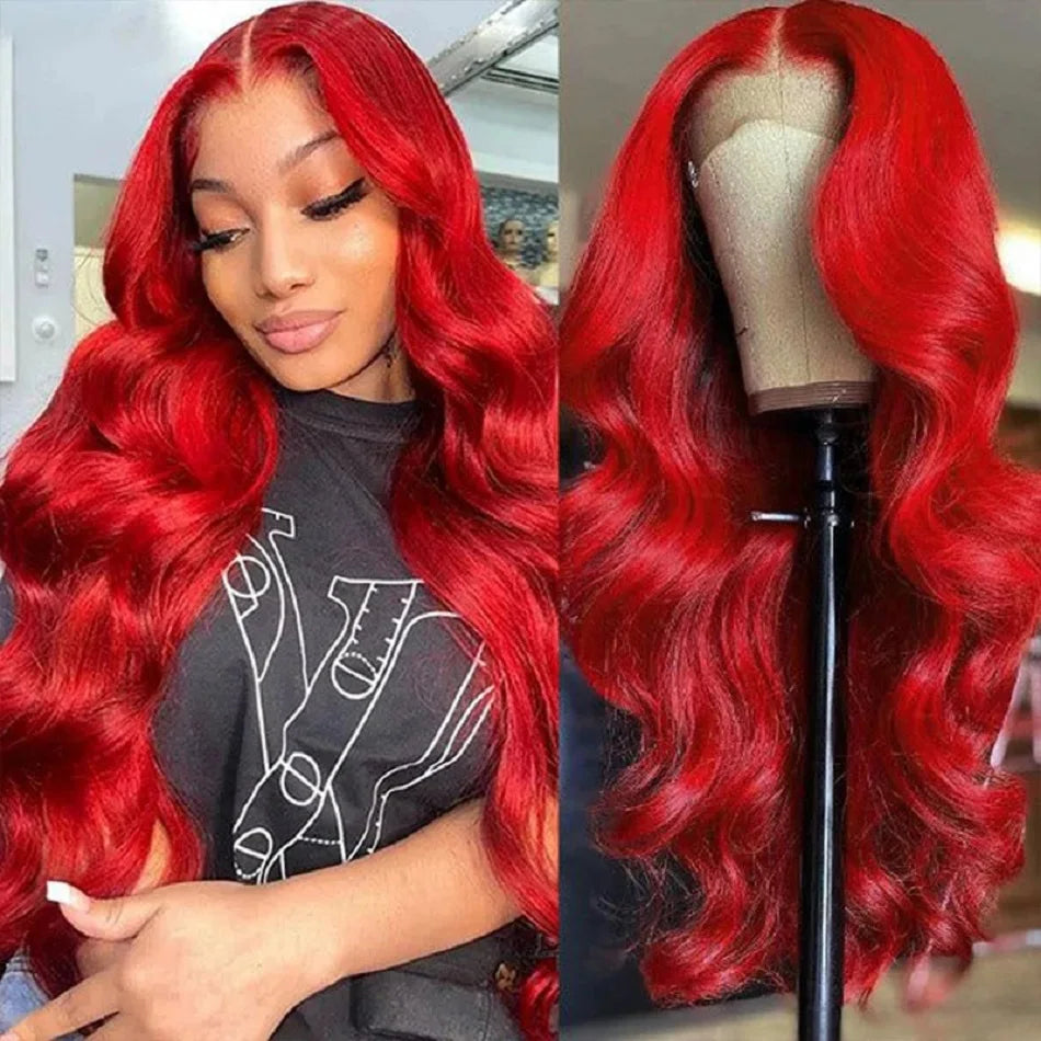 Hot Red Bone Brazilian Straight - Pre Plucked Lace Human Hair Wig