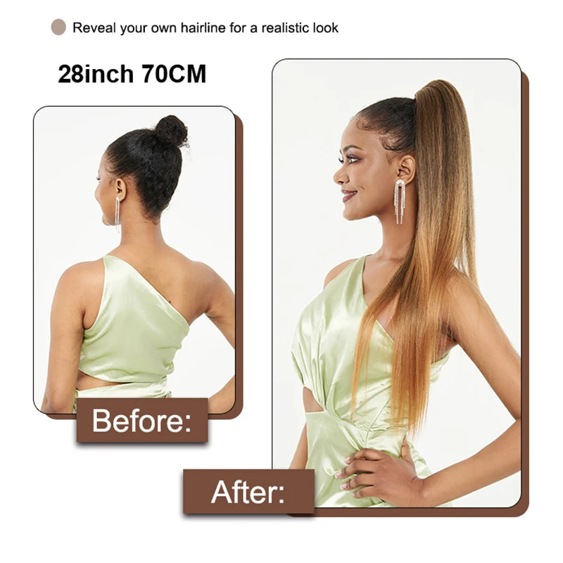Long Synthetic Clip In Drawstring Ponytails - Various Options Available