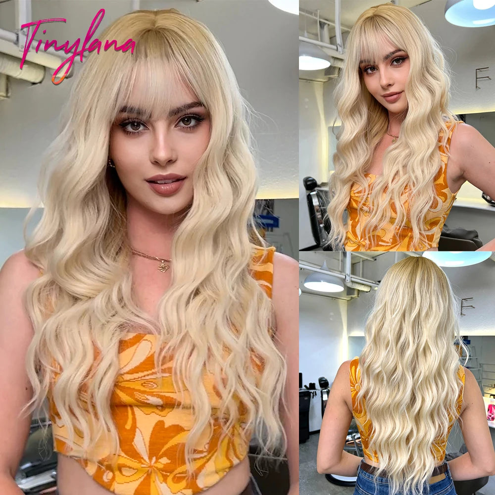 Long Curly Wavy Cosplay Synthetic Wigs With Bangs - Various Colors Available