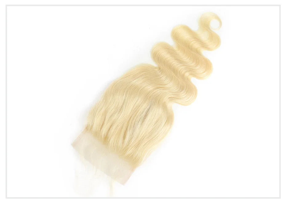 613 Blonde Body Wave HD Lace Frontal or Closure PrePlucked Brazilian Remy Human Hair - Various Options Available