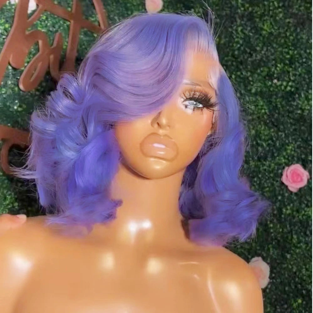 Short Body Wave Bob Lace Front Synthetic Wig With Side Part - Various Colors Available