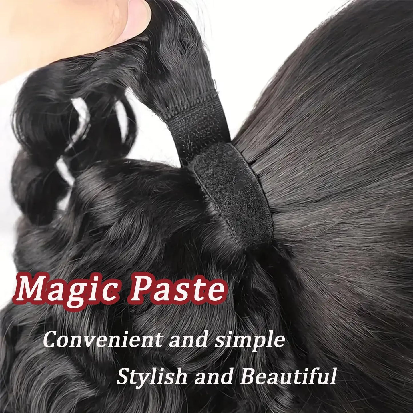 Human Hair Wrap Around Ponytail 10-32 Inches; Available in Straight, Body Wave, Water Wave & Kinky Curly (Natural Color)
