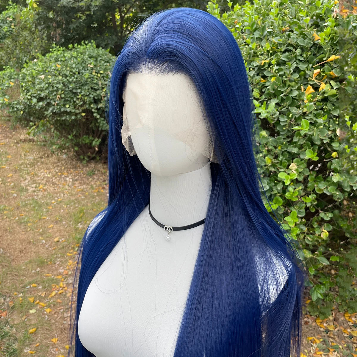 Dark Blue 13X4 Synthetic Long Sliky Straight Lace Wig