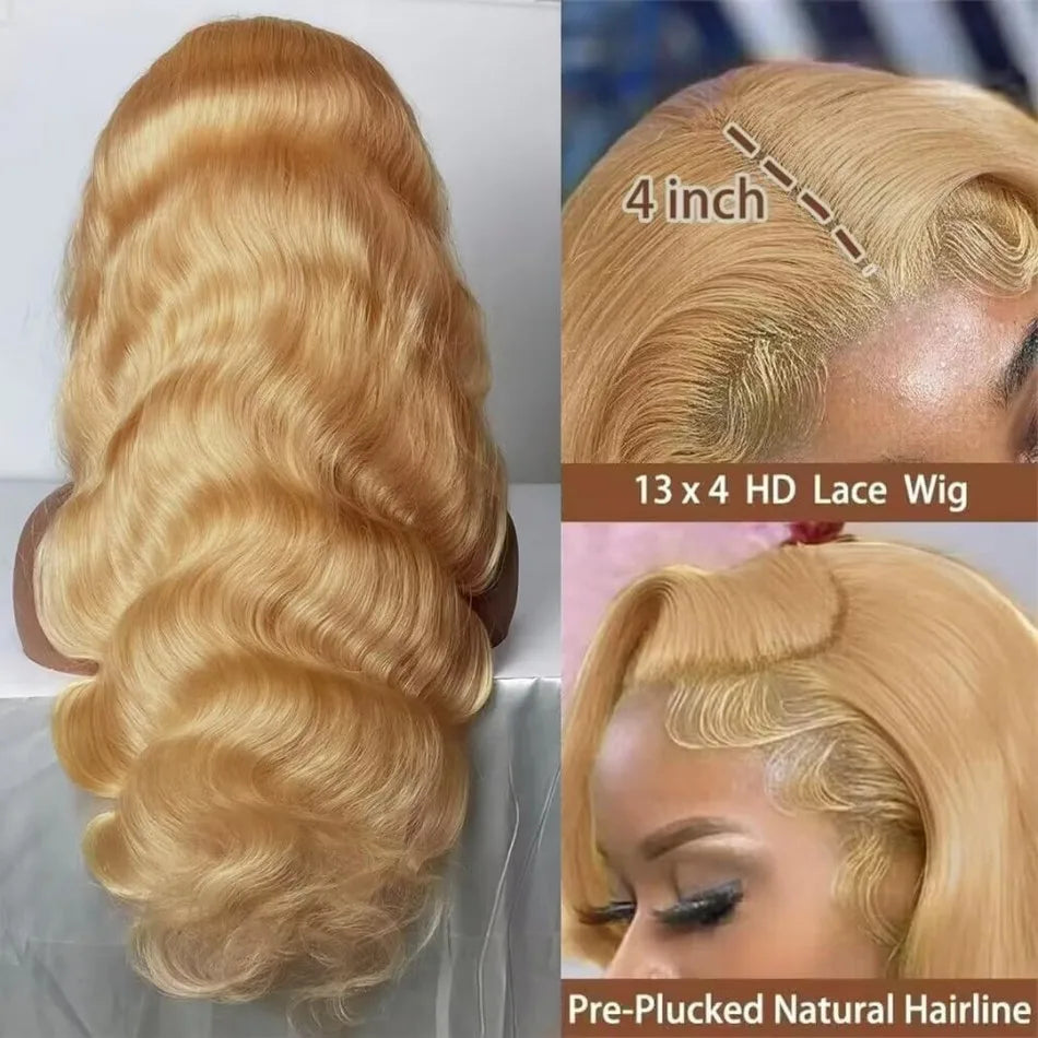 Body Wave Honey Blonde Human Hair HD Lace Frontal Wig
