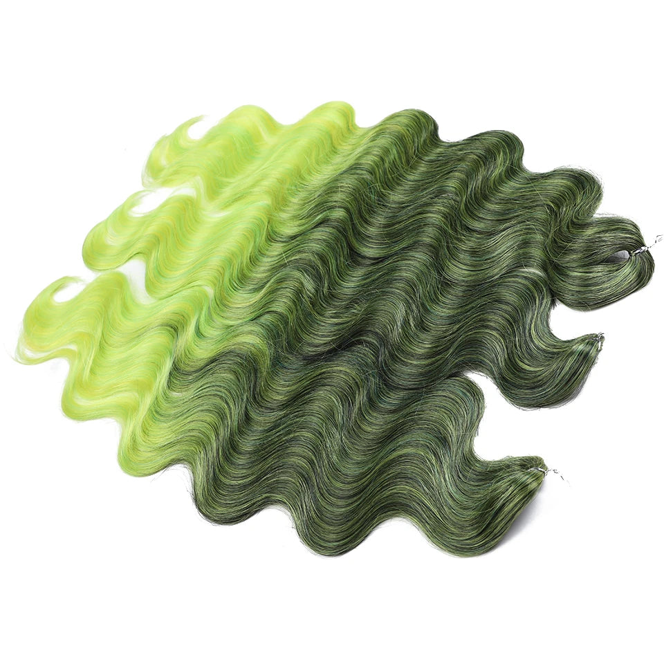 Ombre Body Wave Crochet Hair 24 Inch Long Synthetic Hair - Various Colors Available