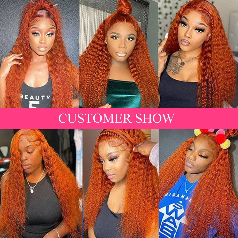Orange Ginger Deep Wave - HD Lace Frontal Human Hair Wig