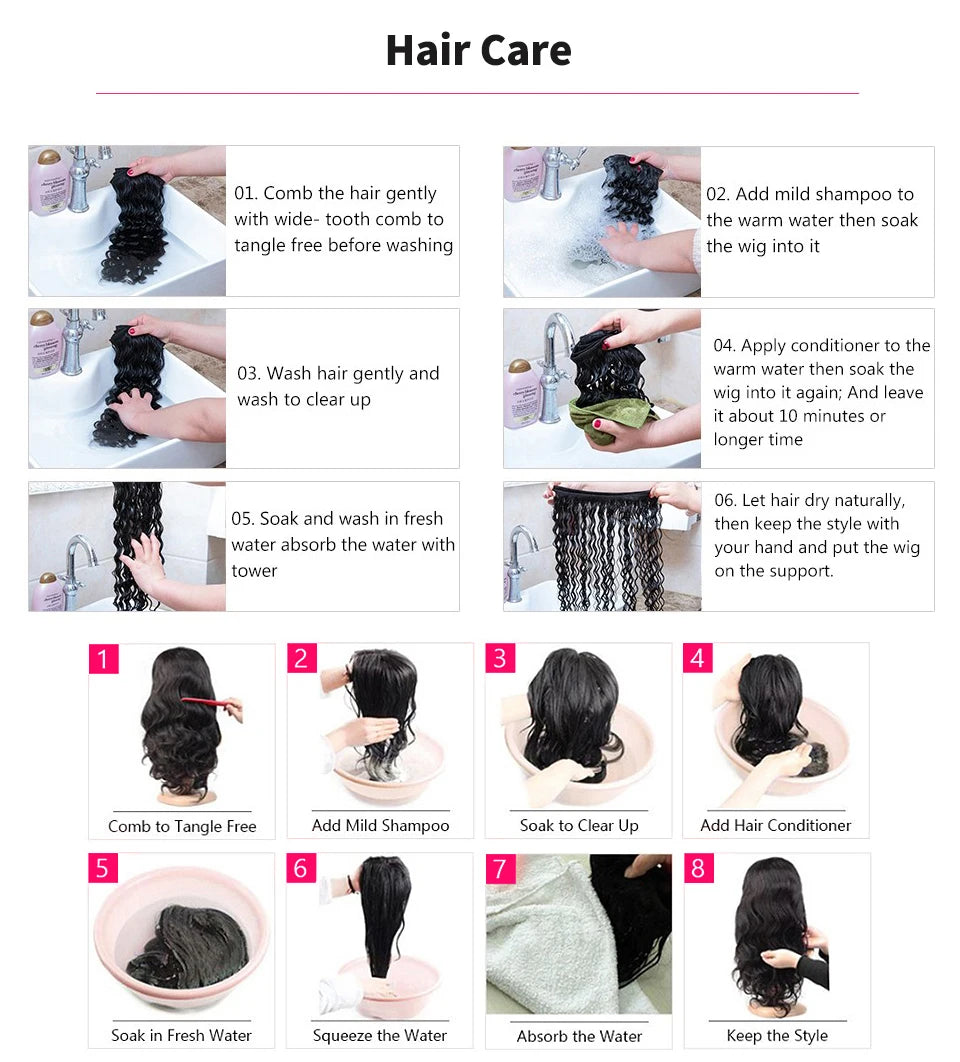 Peruvian Water Wave - 13x6 Transparent Lace Front Human Hair Glueless Wig
